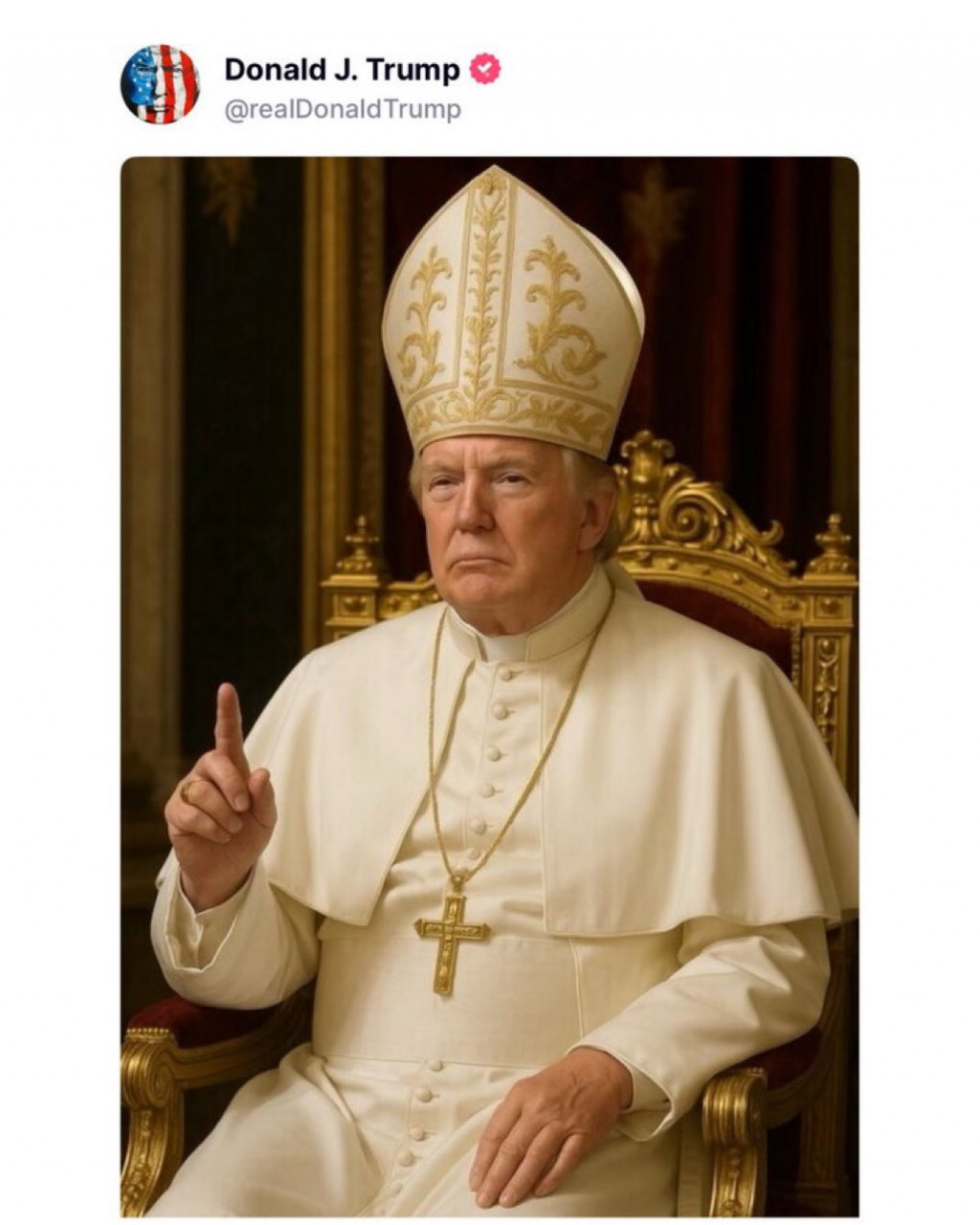 АИ генерирана фотографија на Доналд Трамп како папа